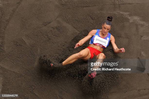 Ivana Spanovic of Team Serbia competes in the Women's Long Jump final on day eleven of the Tokyo 2020 Olympic Games at Olympic Stadium on August 03,...