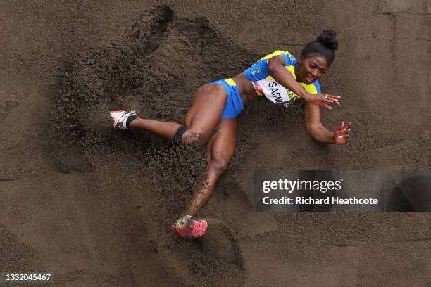 Khaddi Sagnia of Team Sweden competes in the Women's Long Jump final on day eleven of the Tokyo 2020 Olympic Games at Olympic Stadium on August 03,...