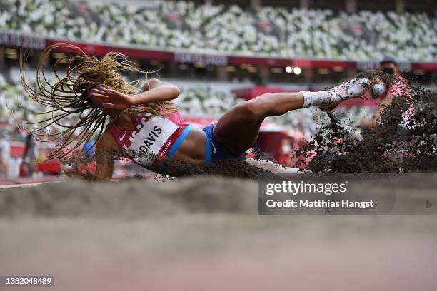 Tara Davis of Team United States competes in the Women's Long Jump Final on day eleven of the Tokyo 2020 Olympic Games at Olympic Stadium on August...