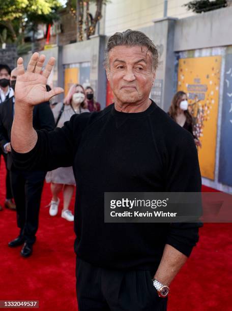 Sylvester Stallone attends the Warner Bros. Premiere of "The Suicide Squad" at Regency Village Theatre on August 02, 2021 in Los Angeles, California.