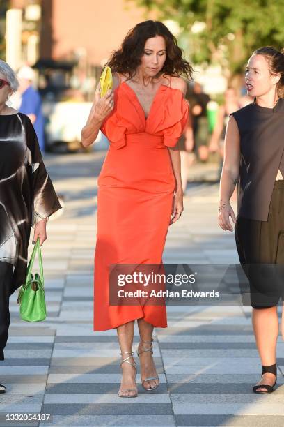 Minnie Driver walks to the Modern Love 2 premiere at Pier 25 on August 2, 2021 in New York City.