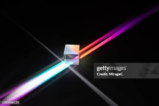 prism refracting neon colored light - refraction stock pictures, royalty-free photos & images