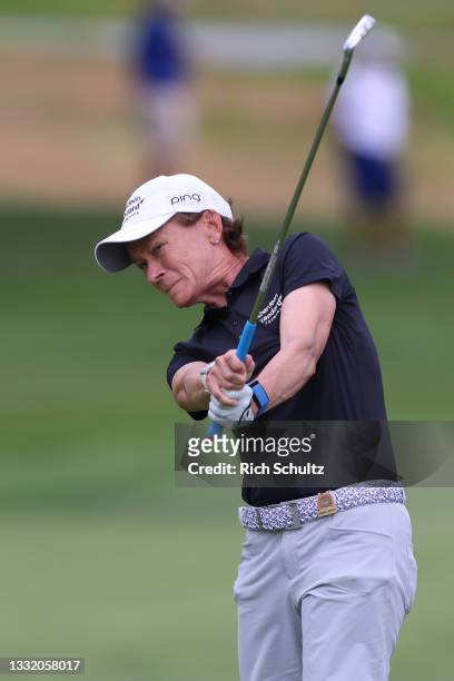 Catriona Matthew of Scotland on the 13th hole during the final round of the 2021 U.S. Senior Women's Open at Brooklawn Country Club on August 1, 2021...