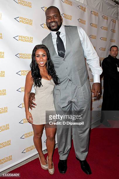 Shaquille O'Neal and Nicole Alexander attend the Pencils of Promise 2011 charity gala at Espace on November 17, 2011 in New York City.