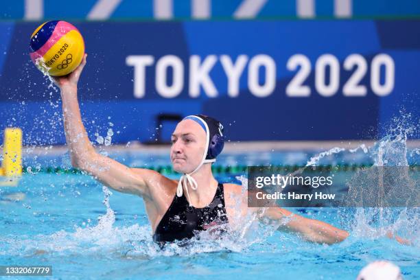 Paige Hauschild of Team United States in action during the Women's Quarterfinal match between Canada and the United States on day eleven of the Tokyo...