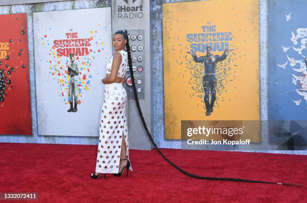 Storm Reid attends Warner Bros. Premiere Of "The Suicide Squad" at The Landmark Westwood on August 02, 2021 in Los Angeles, California.