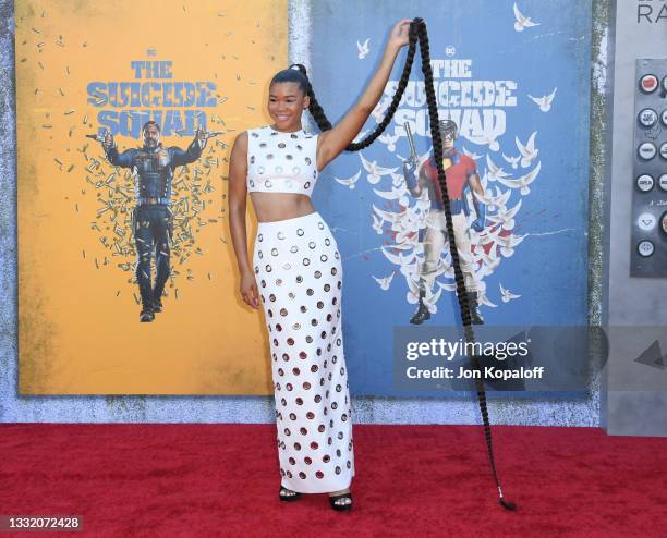 Storm Reid attends Warner Bros. Premiere Of "The Suicide Squad" at The Landmark Westwood on August 02, 2021 in Los Angeles, California.