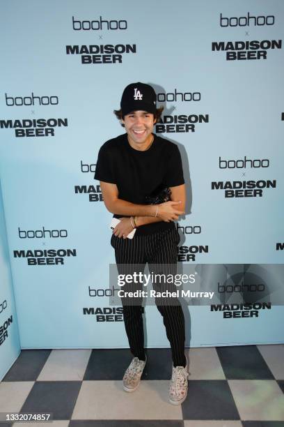 David Dobrik attends boohoo x Madison Beer Launch Event at Pendry West Hollywood on August 02, 2021 in Los Angeles, California.