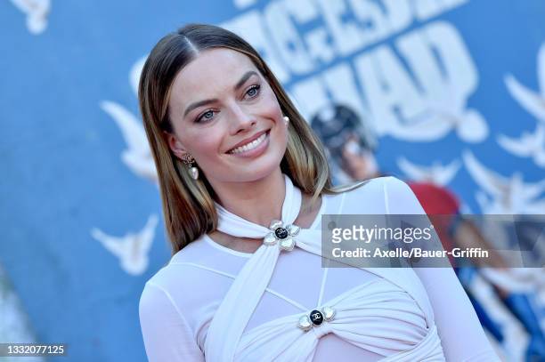 Margot Robbie attends Warner Bros. Premiere of "The Suicide Squad" at The Landmark Westwood on August 02, 2021 in Los Angeles, California.