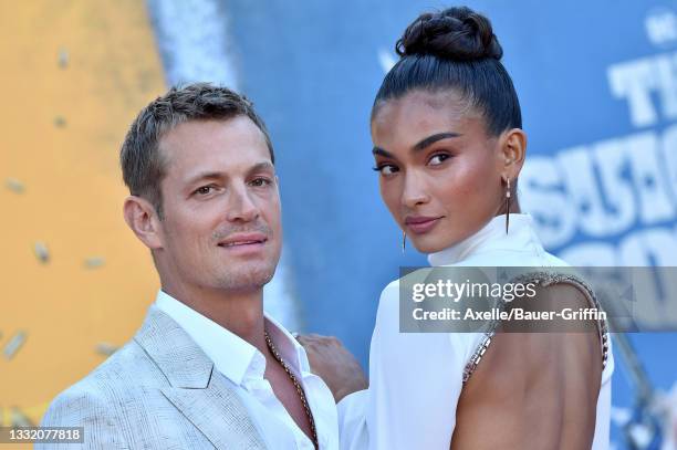 Joel Kinnaman and Kelly Gale attend Warner Bros. Premiere of "The Suicide Squad" at The Landmark Westwood on August 02, 2021 in Los Angeles,...