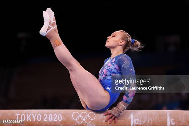 Elsabeth Black of Team Canada competes during the Women's Balance Beam Final on day eleven of the Tokyo 2020 Olympic Games at Ariake Gymnastics...