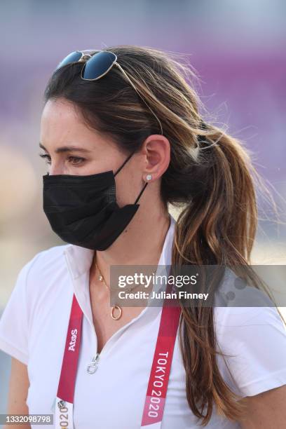 Jessica Springsteen of Team United States is seen prior the Jumping Individual Qualifier on day eleven of the Tokyo 2020 Olympic Games at Equestrian...