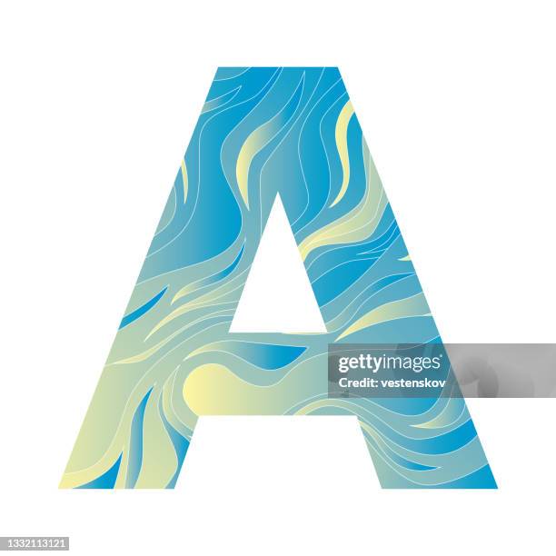 abstrakte abstufung wellenmuster alphabete vektor illustration - buchstabe a stock-grafiken, -clipart, -cartoons und -symbole