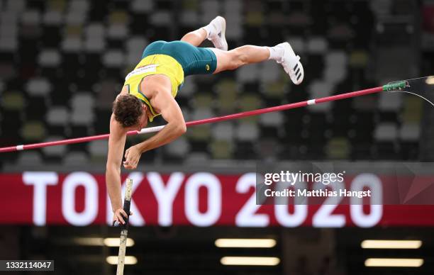 Kurtis Marschall of Team Australia competes in the Men's Pole Vault Final on day eleven of the Tokyo 2020 Olympic Games at Olympic Stadium on August...
