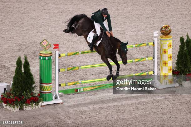Bertram Allen of Team Ireland riding Pacino Amiro competes during the Jumping Individual Qualifier on day eleven of the Tokyo 2020 Olympic Games at...