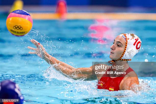 Roser Tarrago of Spain during the Tokyo 2020 Olympic Waterpolo Tournament women's quarterfinal match between Spain and China at Tatsumi Waterpolo...