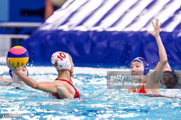 Roser Tarrago of Spain during the Tokyo 2020 Olympic Waterpolo Tournament women's quarterfinal match between Spain and China at Tatsumi Waterpolo...