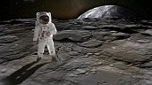Astronaut on the moon. Elements of this image furnished by NASA