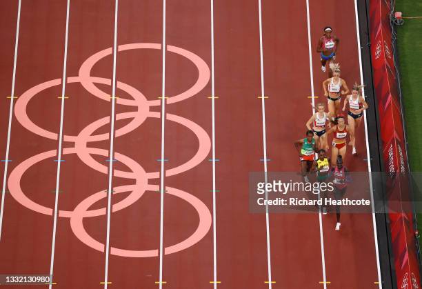 Athletes compete in the Women's 800m Final on day eleven of the Tokyo 2020 Olympic Games at Olympic Stadium on August 03, 2021 in Tokyo, Japan.