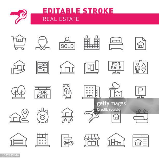 real estate icons - commercial property stock illustrations