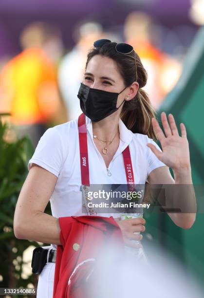 Jessica Springsteen of Team United States is seen prior the Jumping Individual Qualifier on day eleven of the Tokyo 2020 Olympic Games at Equestrian...