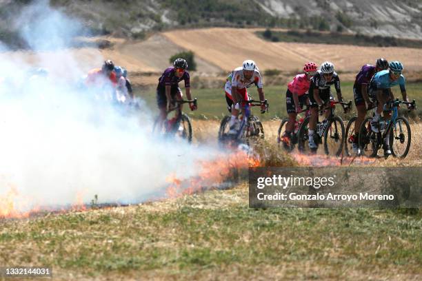 Adrien Petit of France and Team Total Direct Energie, Dylan Sunderland of Australia and Team Qhubeka Nexthash, Rodrigo Contreras Pinzon of Colombia...