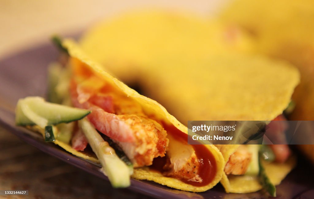 Taco al pastor with guacamole