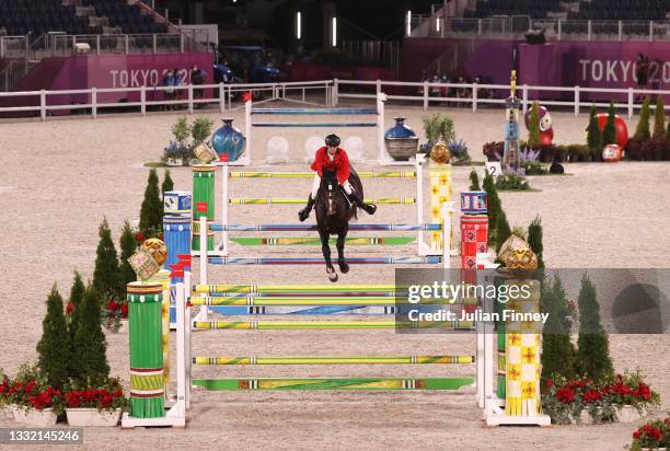 Jerome Guery of Team Belgium riding Quel Homme De Hus competes during the Jumping Individual Qualifier on day eleven of the Tokyo 2020 Olympic Games...