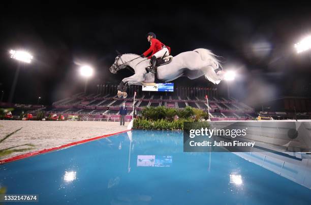 Kaki Saito of Team Japan riding Chilensky competes during the Jumping Individual Qualifier on day eleven of the Tokyo 2020 Olympic Games at...