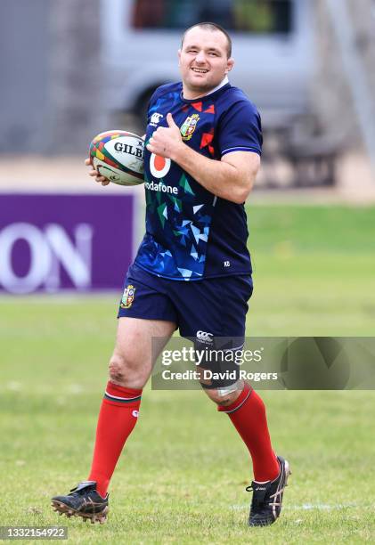 Ken Owens of British & Irish Lions in action during a training session at Hermanus High School on August 03, 2021 in Hermanus, South Africa.