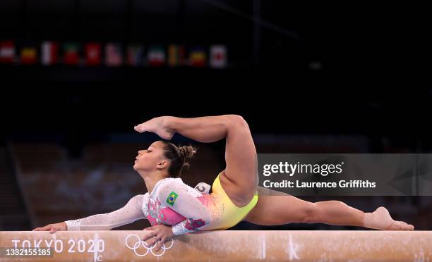 Flavia Saraiva of Team Brazil competes during the Women's Balance Beam Final on day eleven of the Tokyo 2020 Olympic Games at Ariake Gymnastics...