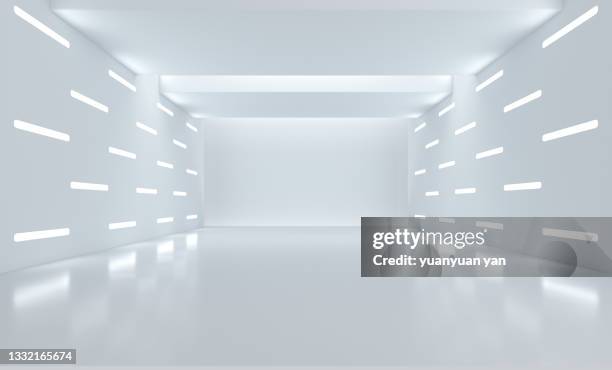 3d rendering exhibition background - white corridor stock pictures, royalty-free photos & images