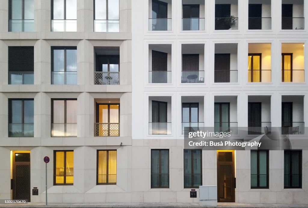 Modern block-shaped residential buildings in the historic center of Berlin, Germany