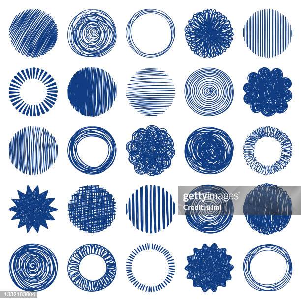 hand drawn circles - contour drawing stock illustrations