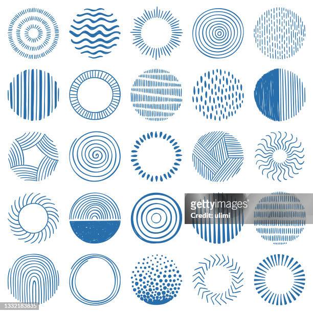 hand drawn circles - wave pattern stock illustrations