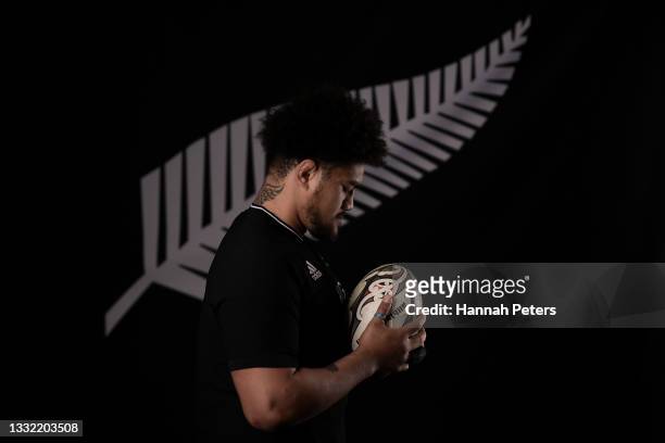 Ofa Tu'ungafasi poses during an All Blacks Portrait session on July 28, 2021 in Christchurch, New Zealand.