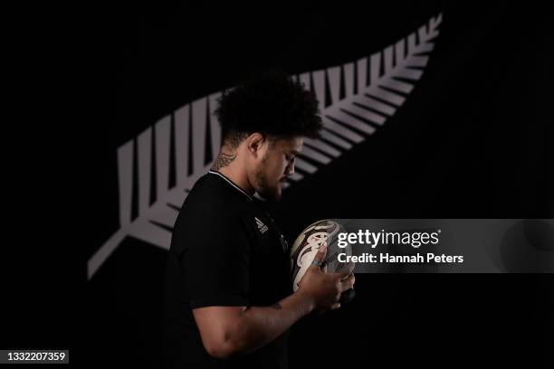 Ofa Tu'ungafasi poses during an All Blacks Portrait session on July 28, 2021 in Christchurch, New Zealand.