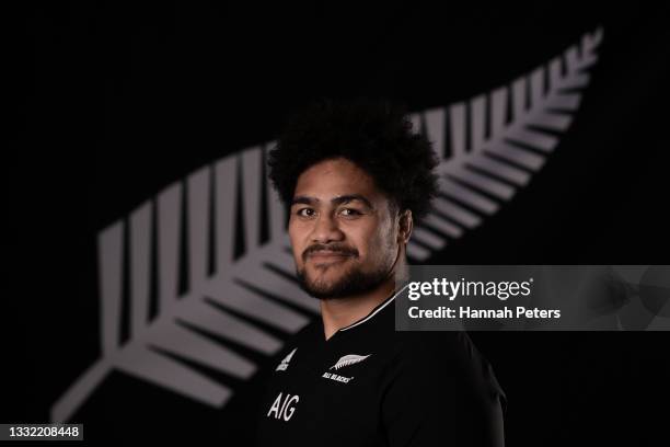 Ofa Tu'ungafasi poses during an All Blacks Portrait session on July 28, 2021 in Christchurch, New Zealand.