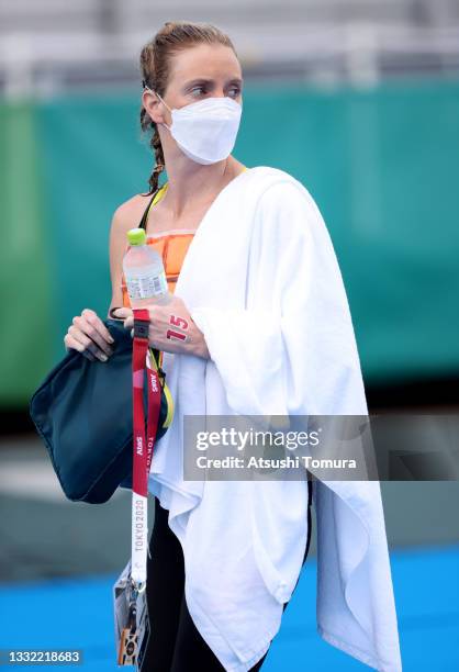 Kareena Lee of Team Australia prepares to compete in the Women's 10km Marathon Swimming on day twelve of the Tokyo 2020 Olympic Games at Odaiba...