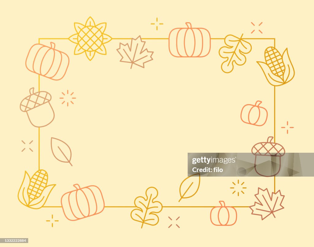 Fall Symbol Draw Autumn Thanksgiving Line Frame Fall Symbols High-Res Vector Graphic ...