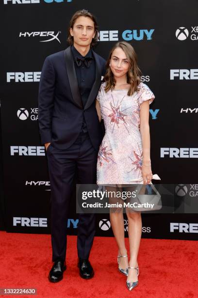 James Turlington and Sophie Levy attend the "Free Guy" New York Premiere at AMC Lincoln Square Theater on August 03, 2021 in New York City.