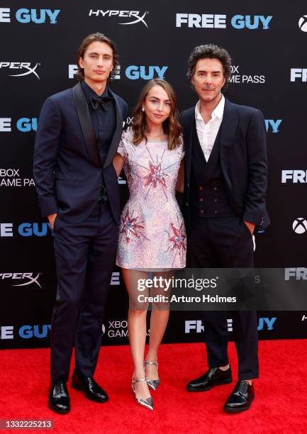 James Turlington, Sophie Levy and Shawn Levy attend the "Free Guy" New York Premiere at AMC Lincoln Square Theater on August 03, 2021 in New York...