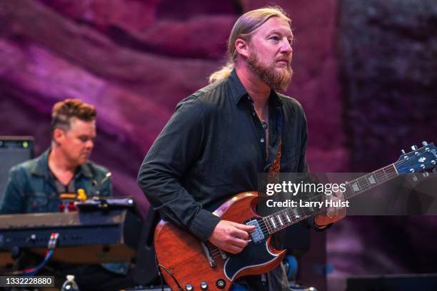 Gabe Dixon and Derek Trucks and the Tedeschi Trucks band performs at the Red Rocks amphitheater in Morrison, Colorado on July 31, 2021.