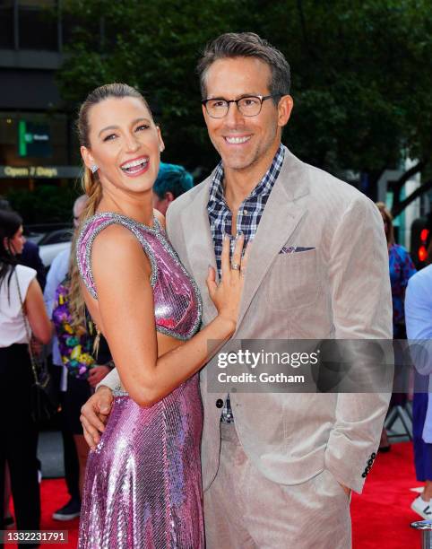 Blake Lively and Ryan Reynolds at 'Free Guy' Premiere on August 03, 2021 in New York City.