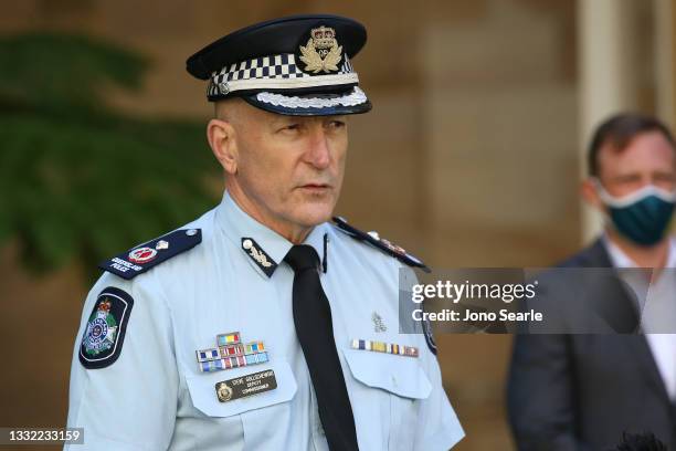 Queensland Deputy police Commissioner Steve Gollschewski speaks at a press conference at Parliament house on August 04, 2021 in Brisbane, Australia....