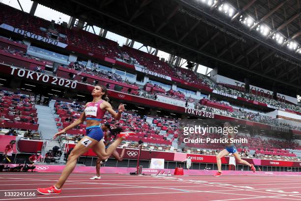 Sydney McLaughlin of Team United States competes in the Women's 400m Hurdles Final on day twelve of the Tokyo 2020 Olympic Games at Olympic Stadium...