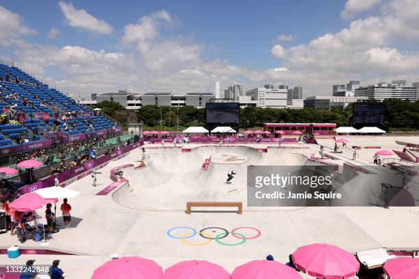 General view of the venue during the Women's Skateboarding Park Preliminary Heat on day twelve of the Tokyo 2020 Olympic Games at Ariake Urban Sports...