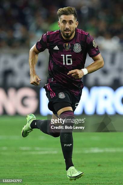 Hector Herrera of Mexico in action against Canada at NRG Stadium on July 29, 2021 in Houston, Texas.