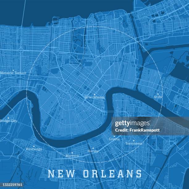 ilustraciones, imágenes clip art, dibujos animados e iconos de stock de new orleans la city vector road map texto azul - harbor