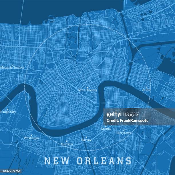 new orleans la city vector road map blue text - new orleans stock illustrations